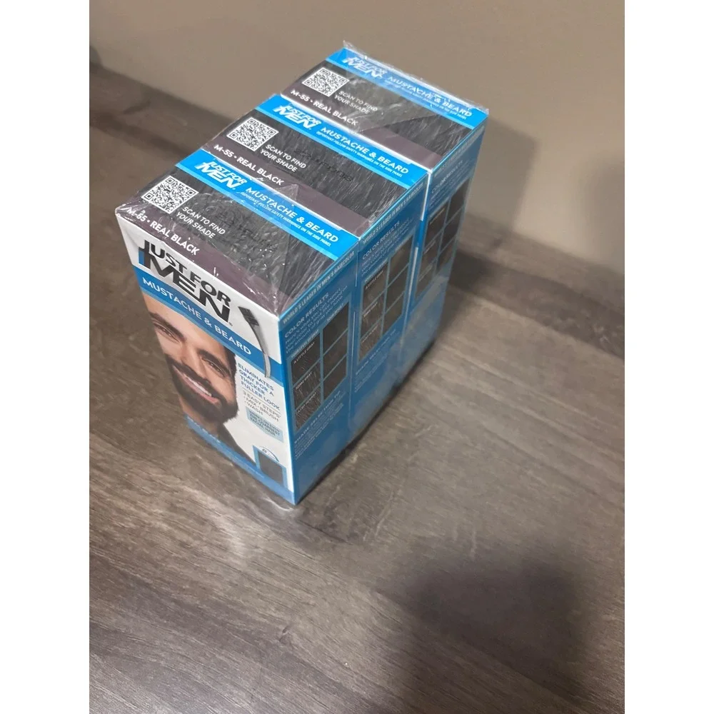 Just For Men Mustache & Beard Real Black M-55 Hair Color 3 Pack Bundle